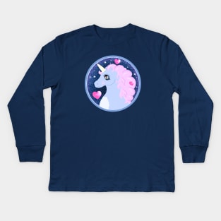 Sparkling Space Unicorn Kids Long Sleeve T-Shirt